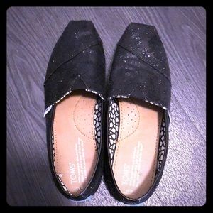 Toms classic black glitter sparkle shoes